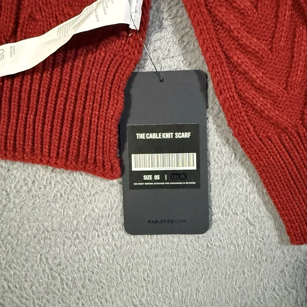 Fabletics Red Cable-Knit Winter Scarf Soft One Size Fisherman‎ NWT